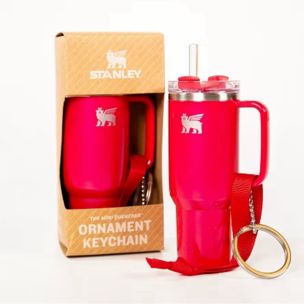 Stanley Water Bottle Keychain Christmas Tree Ornament in Red Delicious